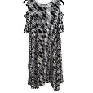 Adrianna Papell Midi Geometic Cold Shoulder Dress Size L Office Career Summer
